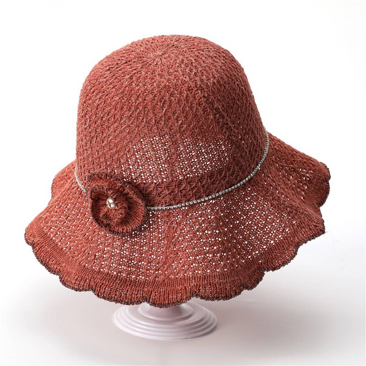 Wavy Edge Flower Hollow Sunshade Fisherman Hat_Cwah1453