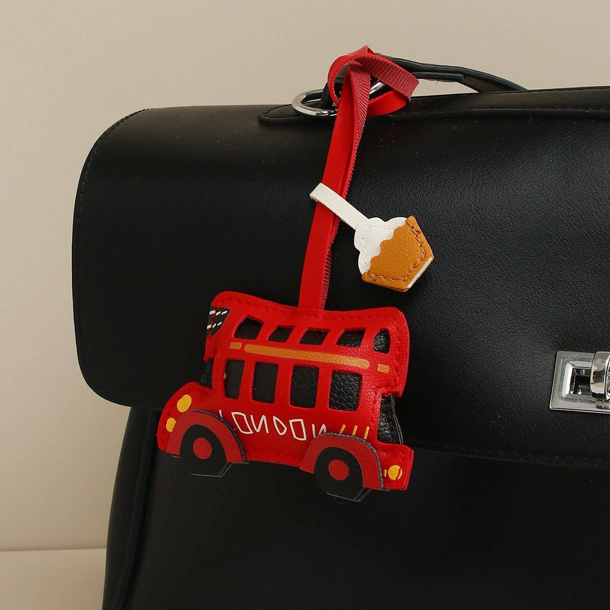 BUS LEATHER KEYCHAIN COFFEE CUP BAG CHARM_CWMM7876