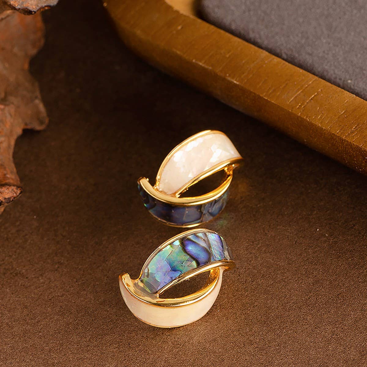 COLORFUL ABALONE INLAID SILVER NEEDLE EARRINGS_CWMM4291