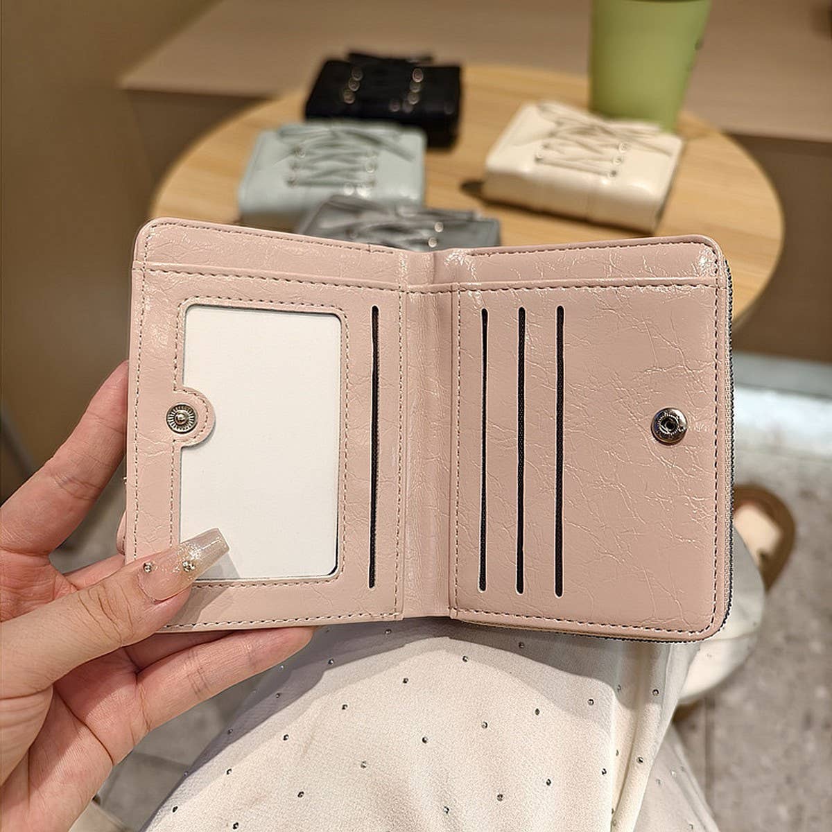 Solid Color Bow Pu Zipper Wallet, Large Capacity_Cwab06247