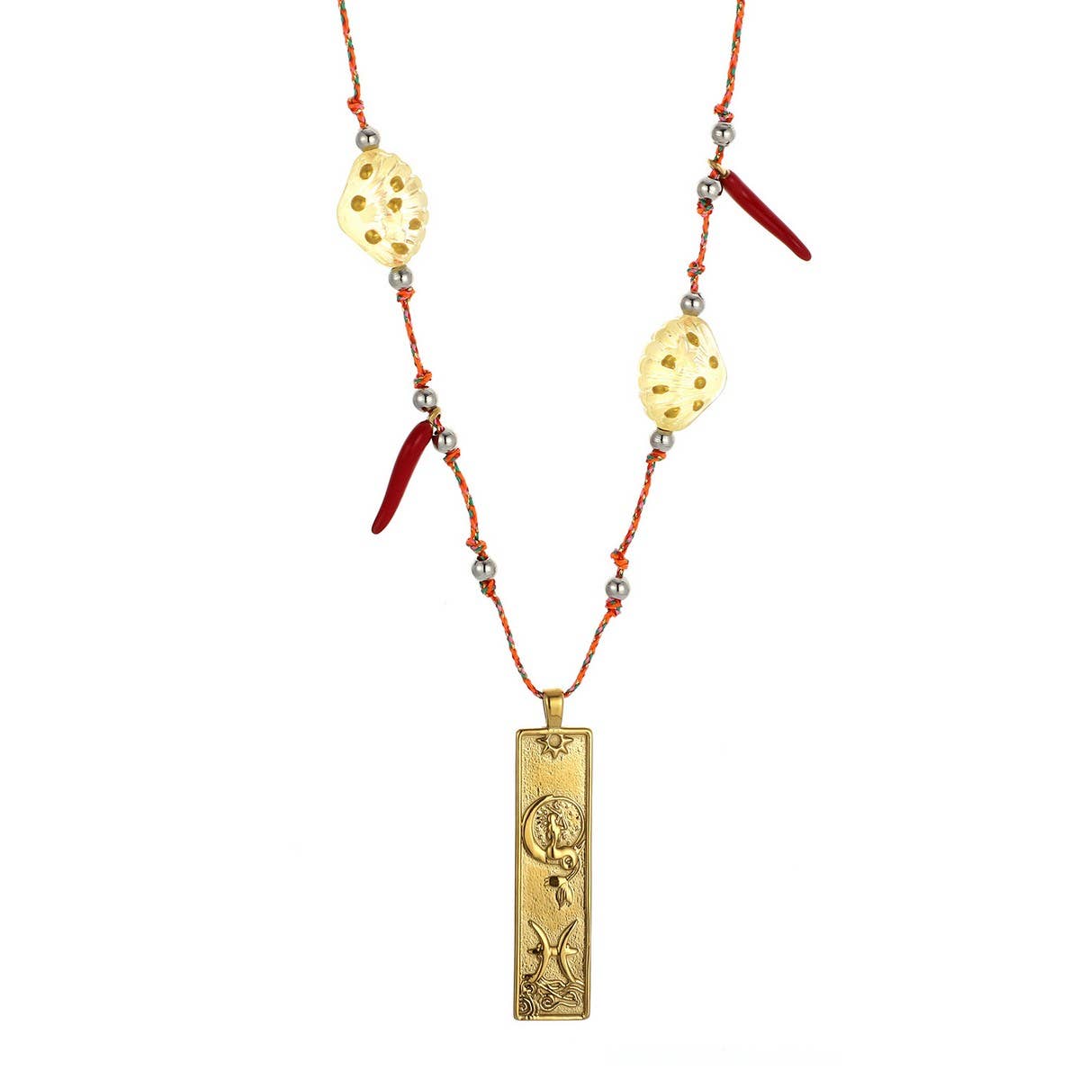 HANDMADE ZODIAC SQUARE STEEL COTTON NECKLACE_CWMM8867