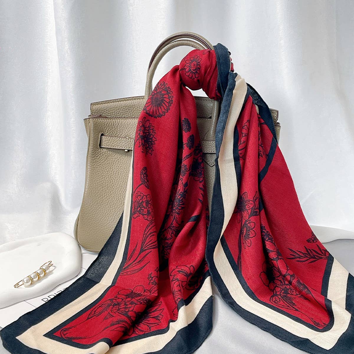 FLORAL SQUARE SCARF ELEGANT WRAP_CWASC0901