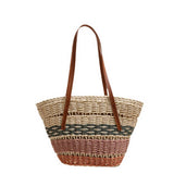 COLORFUL STRIPED SHOULDER STRAW BAG_CWAB1865