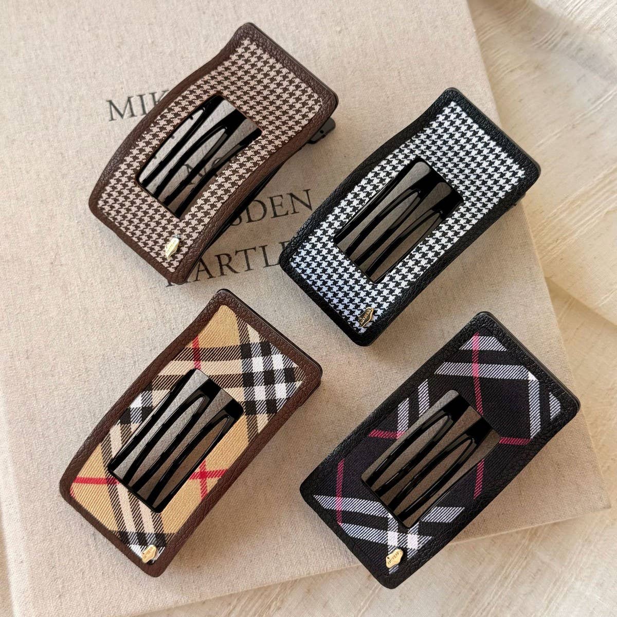 Leopard Houndstooth Hair Clip Chic Side Pin_Cwaha07916