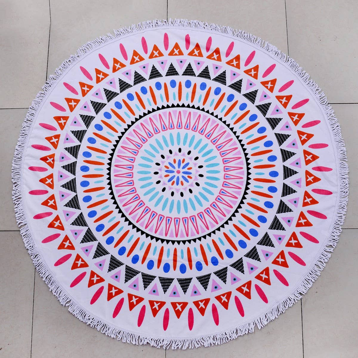 ROUND MICROFIBER TASSEL BEACH TOWEL BLANKET_CWMM7602