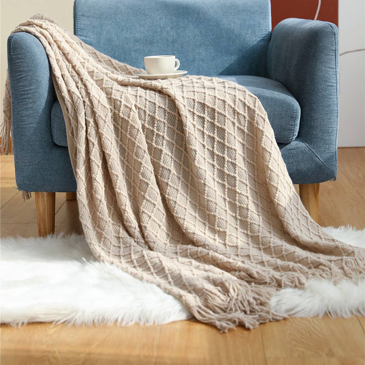 KNITTED SOLID COLOR SOFA BLANKET SHAWL BLANKET_CWMM0188
