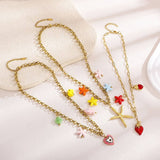 FASHION STEEL STRAWBERRY STARFISH NECKLACE_CWMM8823