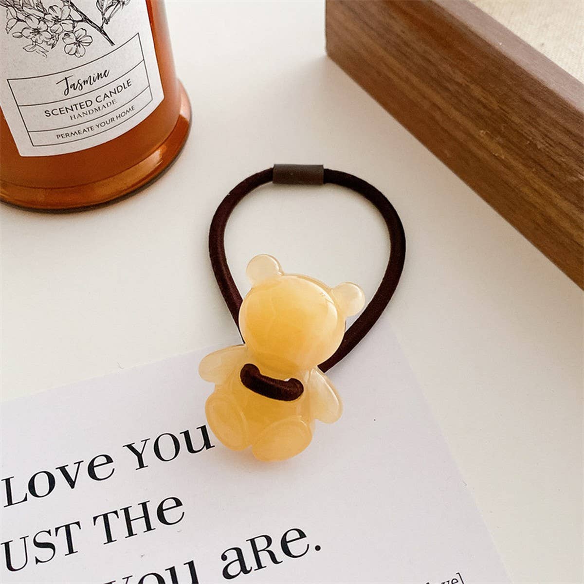 6PCS SET ACRYLIC BEAR FLOWER BOW HAIR TIES_CWAHA0337