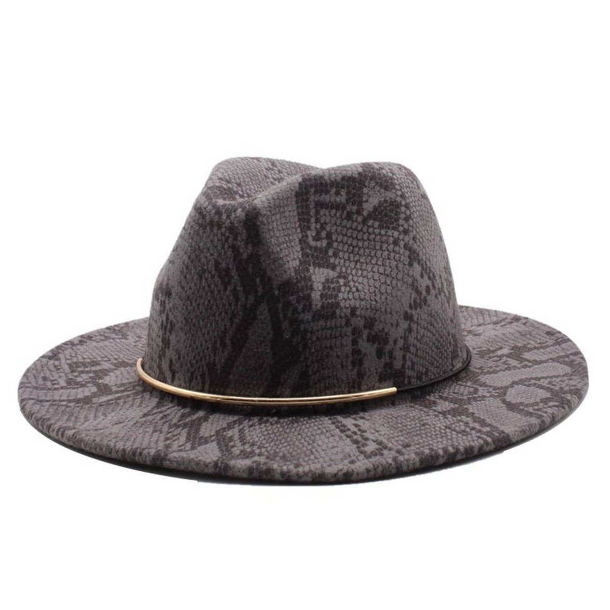Wool Felt Hat Snake Pattern Retro Outdoor Jazz Hat_Cwah2598