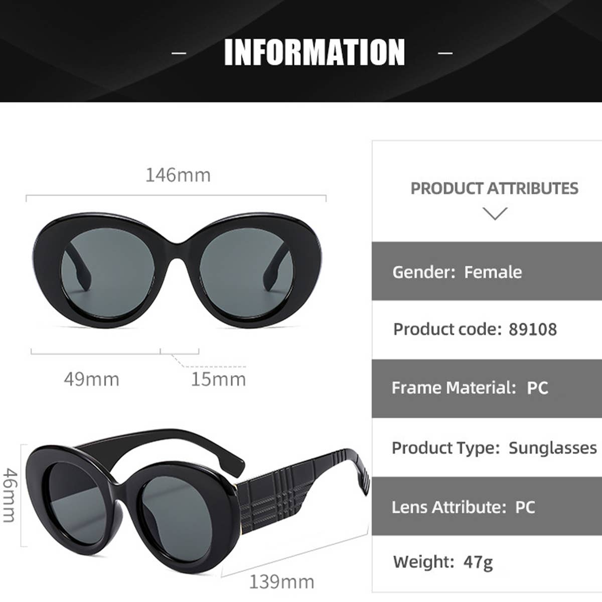 RETRO AND FASHION OVAL SUNGLASSES FOR WOMEN_CWASG0272