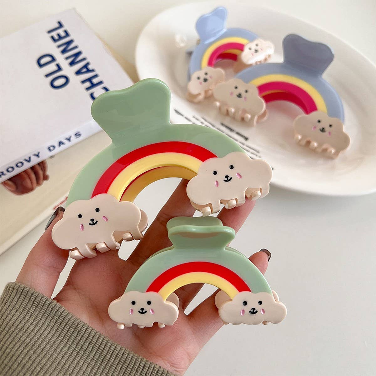 Rainbow Cloud Hair Claw,Colorful Acetate Back Clip_Cwaha6008