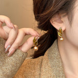 LEAF PEARL SIMPLE FASHION EARRINGS_CWAJE2476
