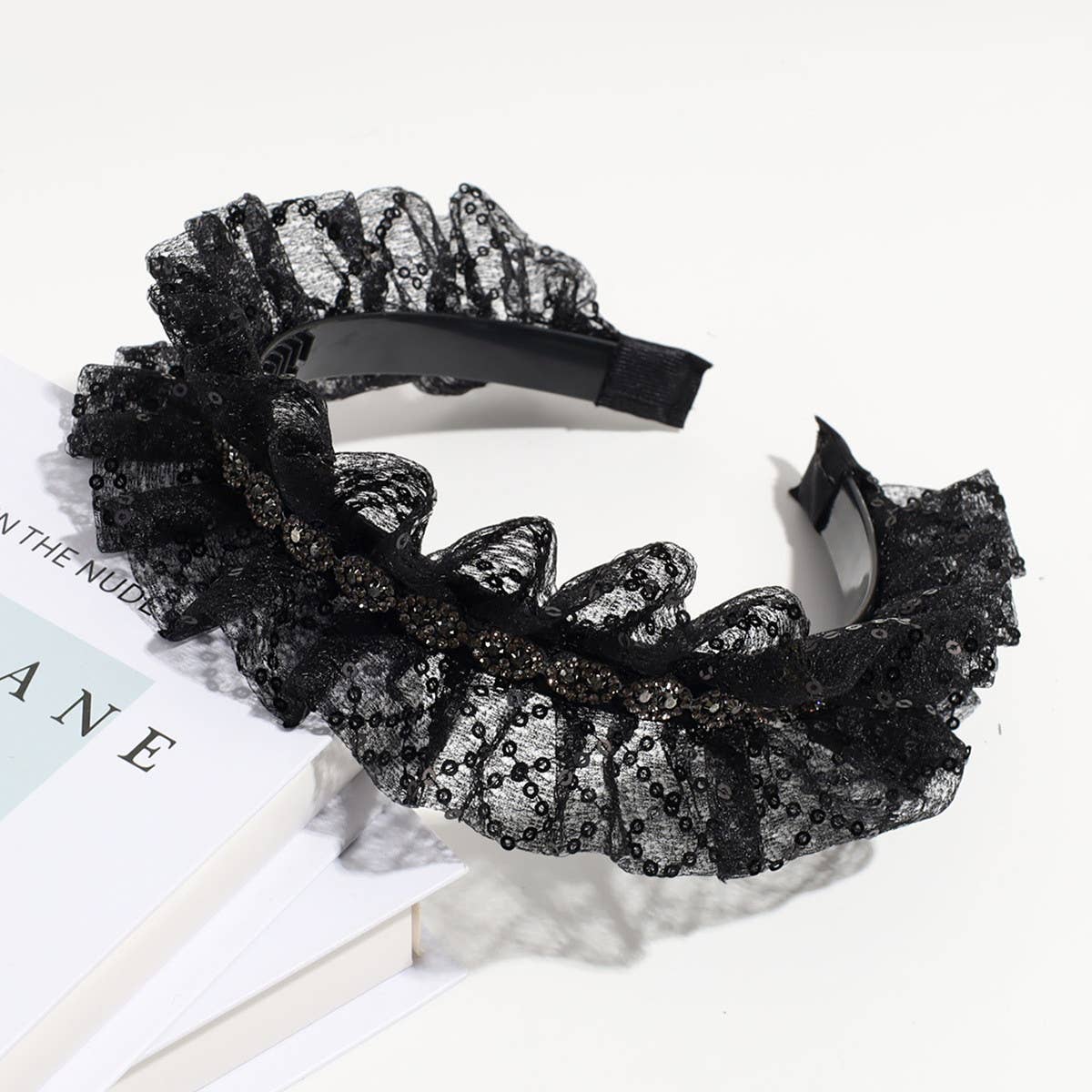 FASHIONABLE RUFFLE SEQUINED HEADBAND_CWAHA2314