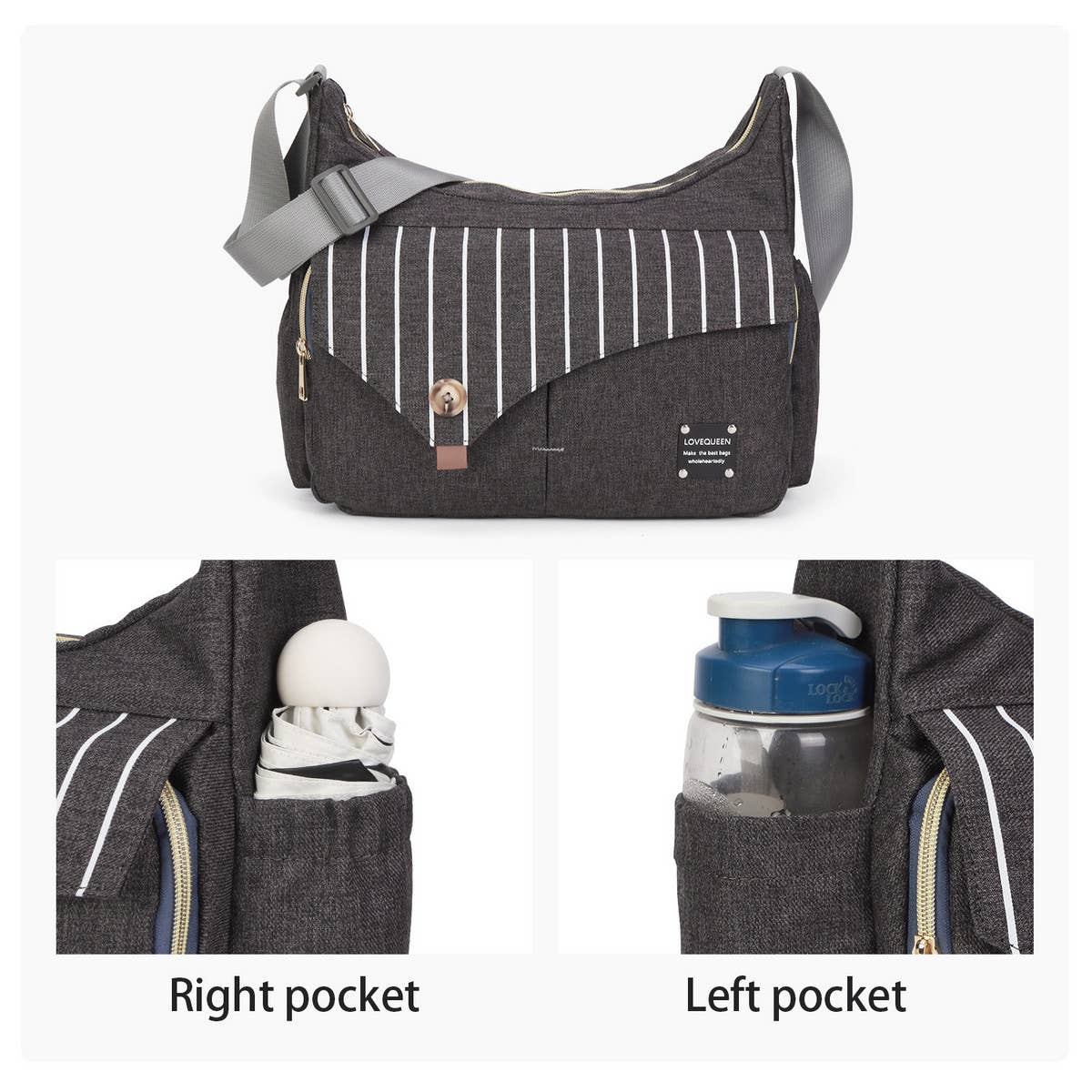 STRIPED FOLDING BED MOTHER AND BABY BAG_CWAB2242