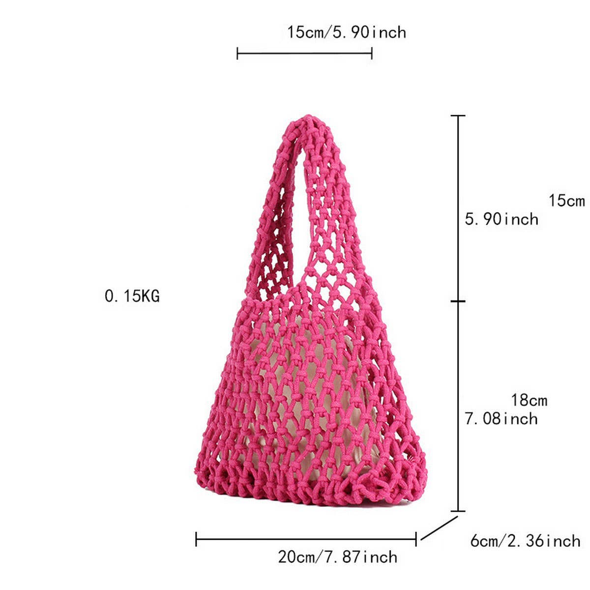SOLID COLOR HOLLOW COTTON ROPE HAND WOVEN BAG_CWAB4684