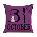 PURPLE HALLOWEEN FUNNY LETTER PRINT PILLOWCASE_CWMM1356