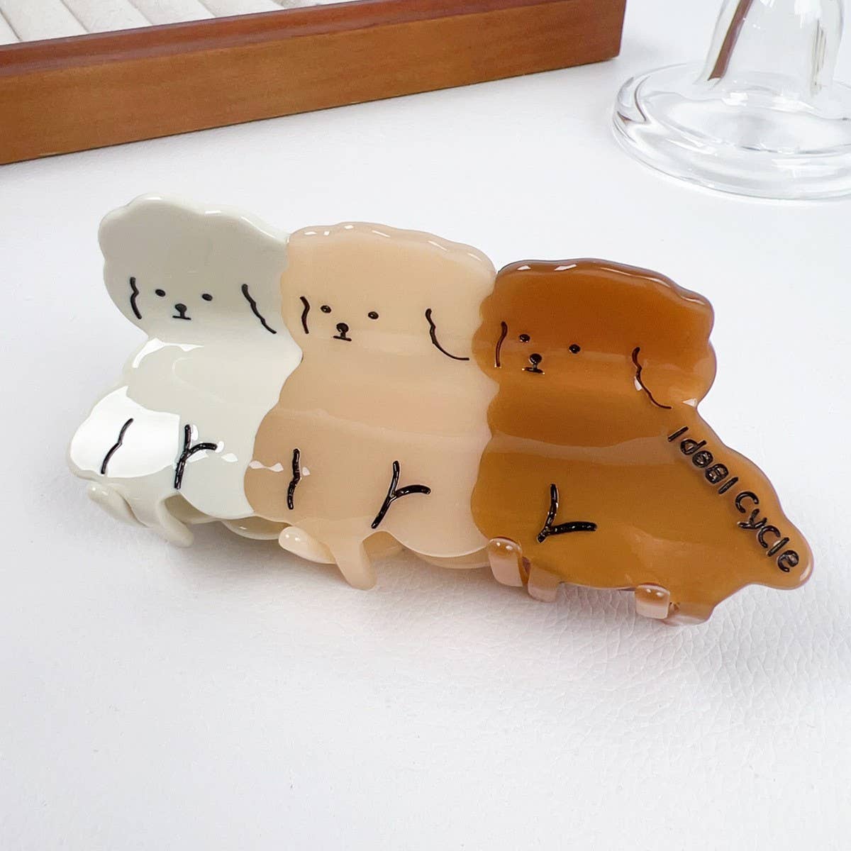 CUTE BROWN THREE PUPPY HAIRPIN_CWAHA1606