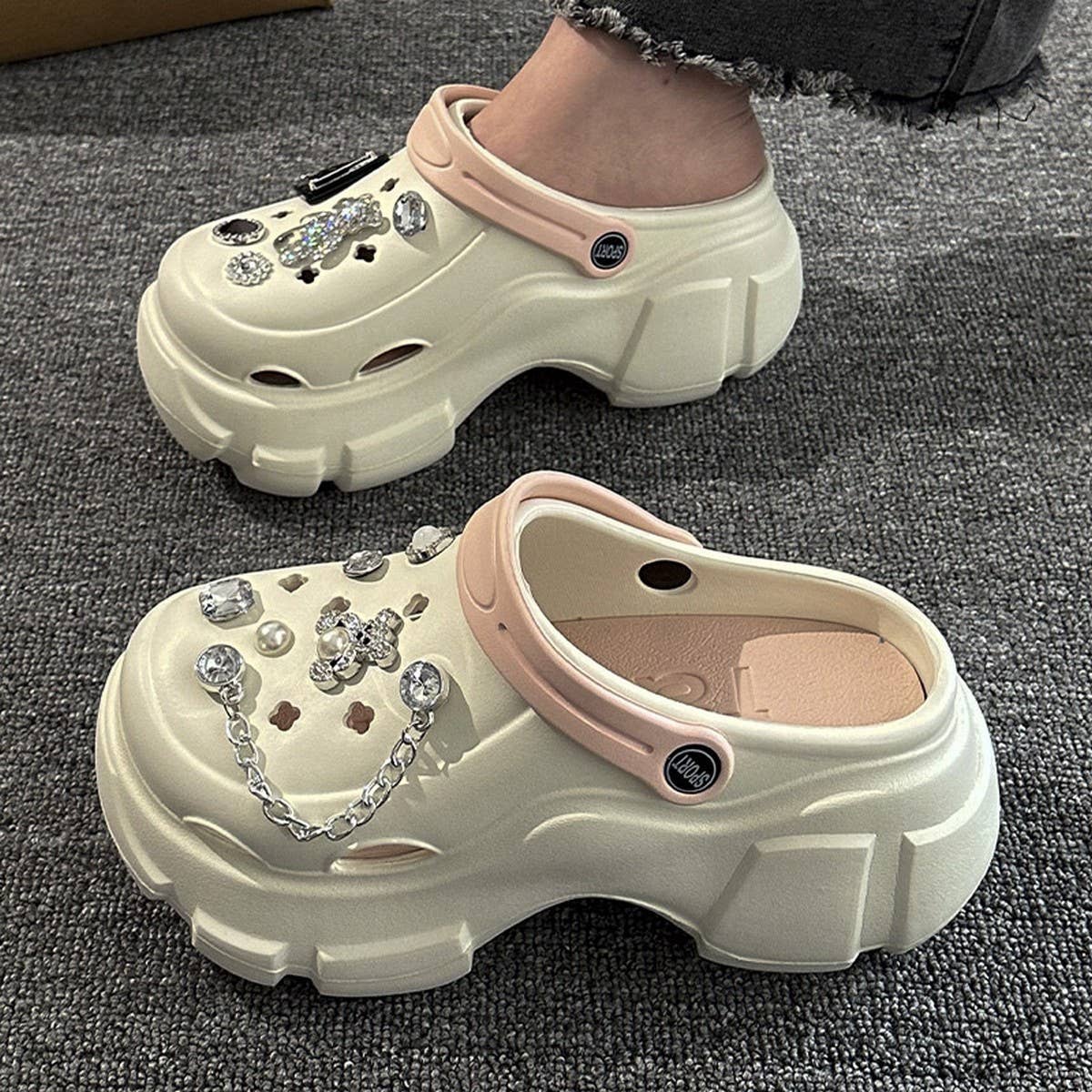 FASHION DIAMOND BEAR NEW HOLE SHOES SANDALS_CWSHS0814