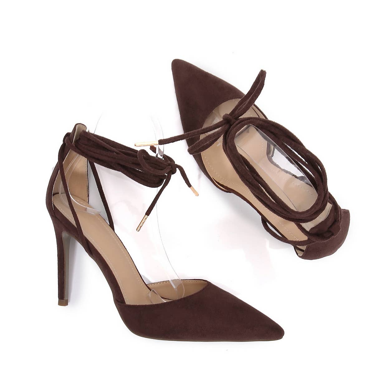 POINTED ANKLE STRAP BAG AND HIGH HEELS_CWSHS0647