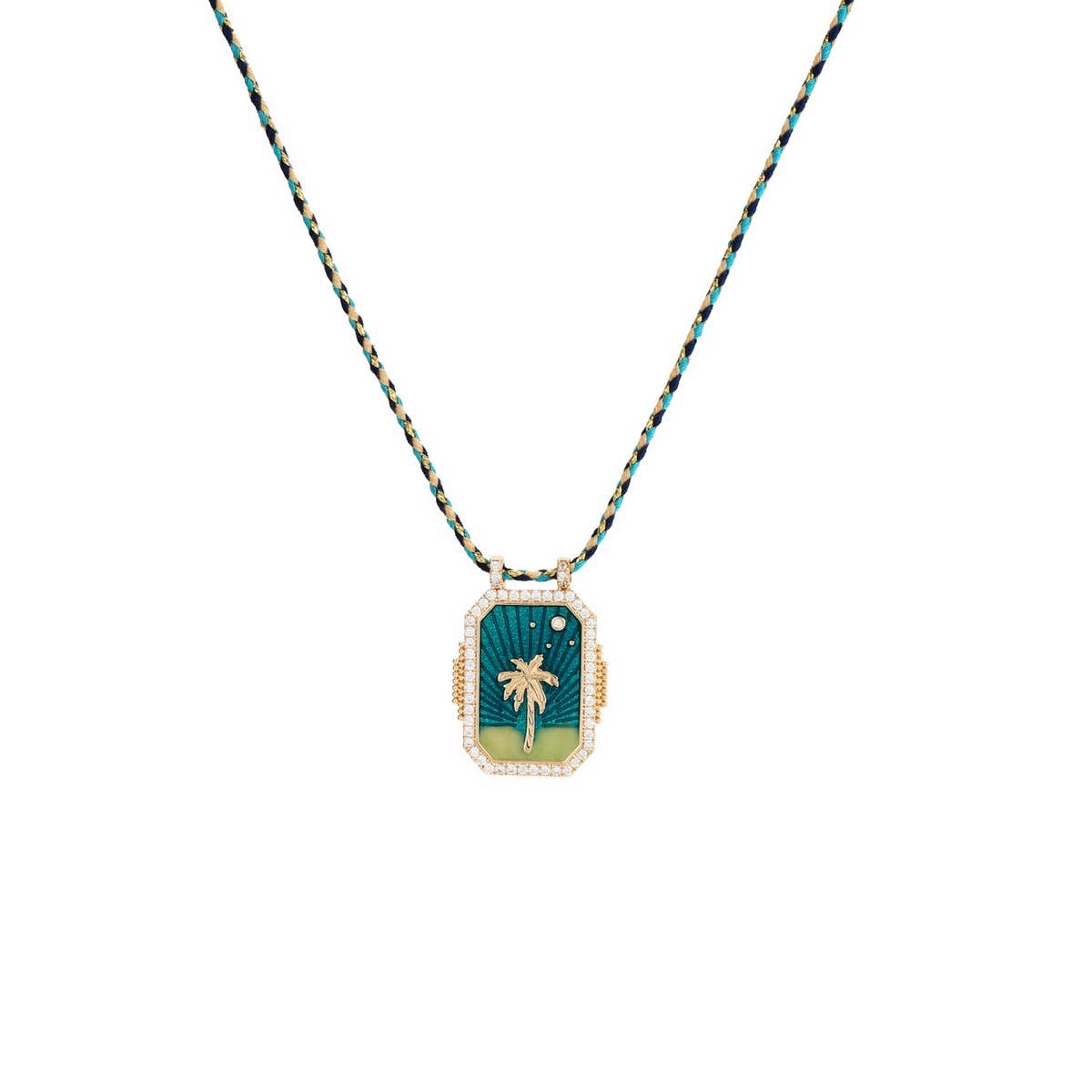 COLORFUL BRAIDED ZIRCONIA PENDANT NECKLACE_CWMM3893