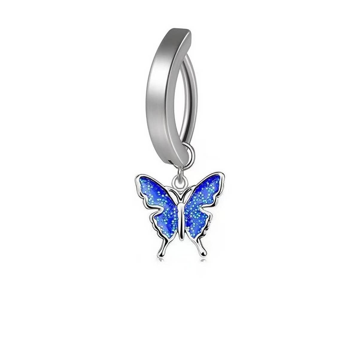 MINIMAL CURVED BUTTERFLY STAR BELLY BUTTON RING_CWMM9466