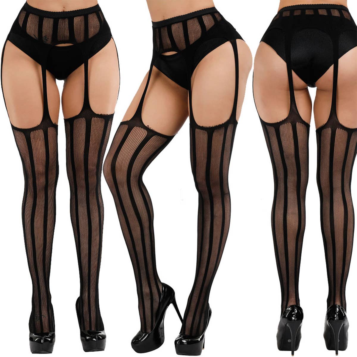 THIGH HIGH STOCKINGS FISHNET SUSPENDER TIGHTS_CWMS0222