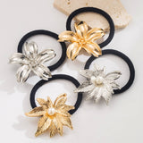 METAL LEAF FLOWER ELASTIC HAIR TIE FOR WOMEN_CWAHA6172