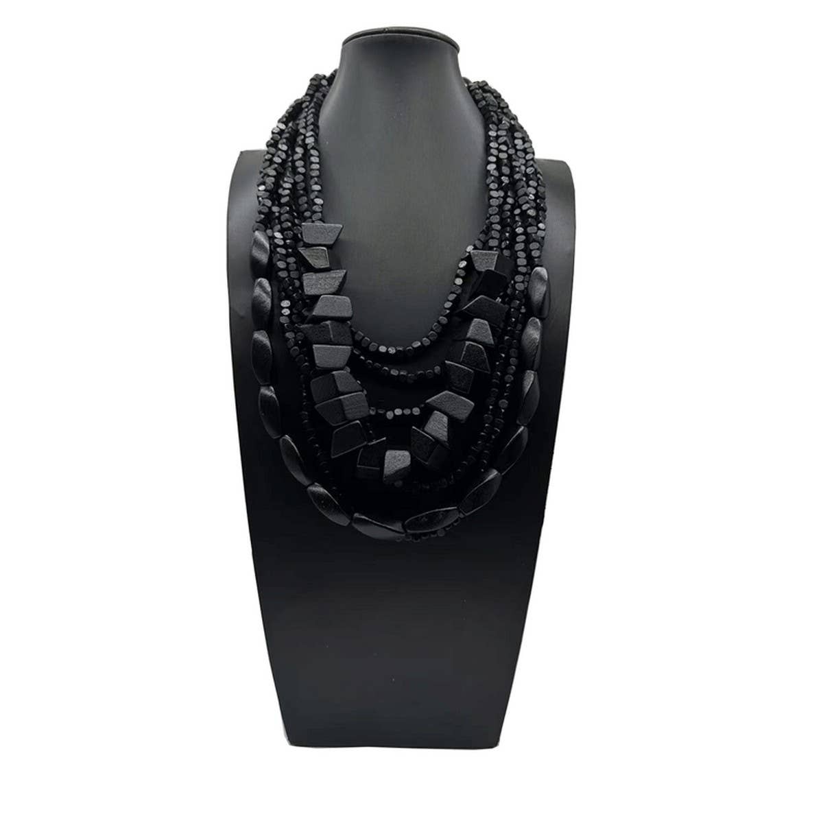 MULTI LAYERED IRREGULAR WOODEN BEADS NECKLACE_CWMM4556