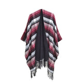 MULTI COLOR SPLIT SHAWL CLOAK WITH GRADIENT LINES_CWASC0317