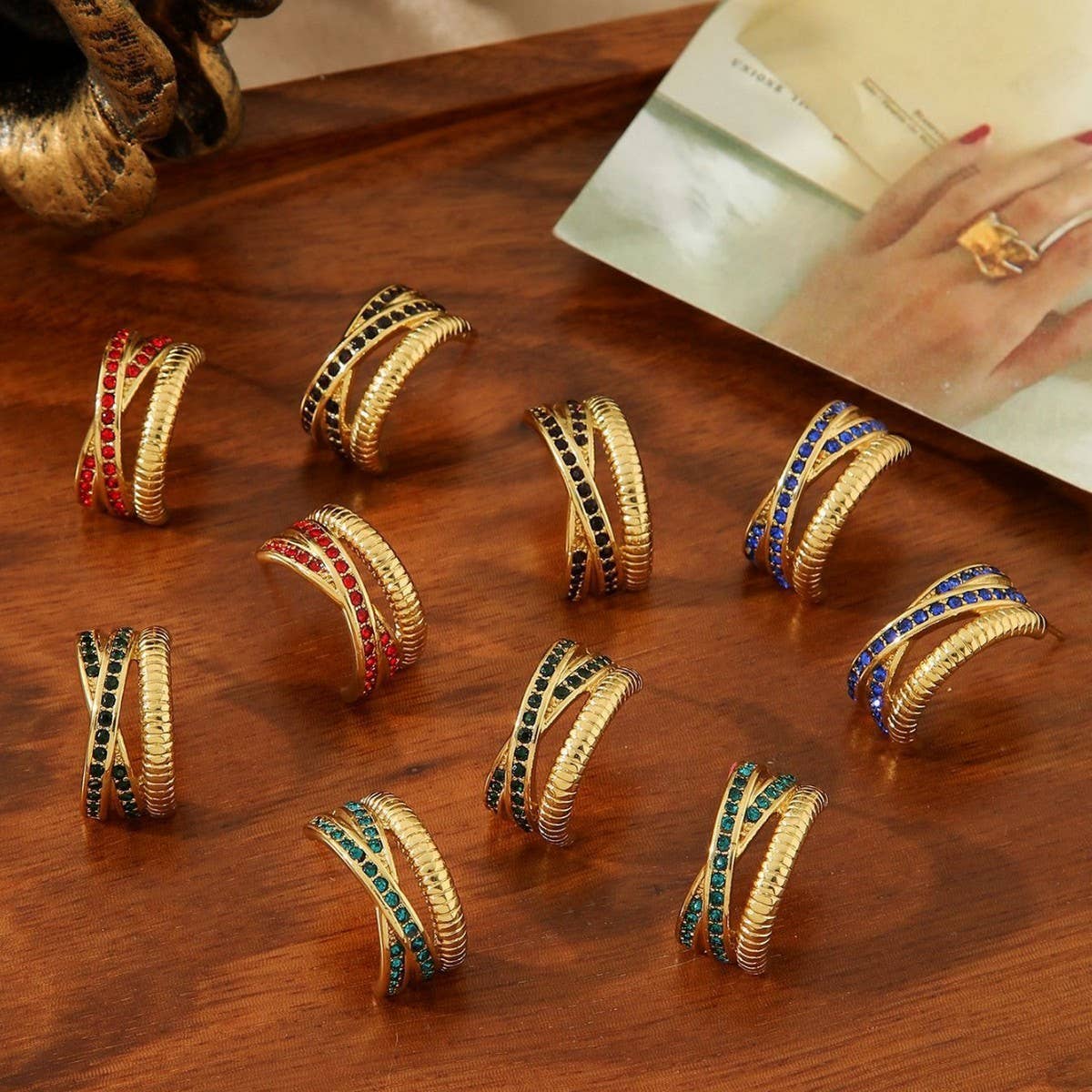 Titanium Steel Gold-Plated Inlaid Zircon Earrings_Cwmm3597