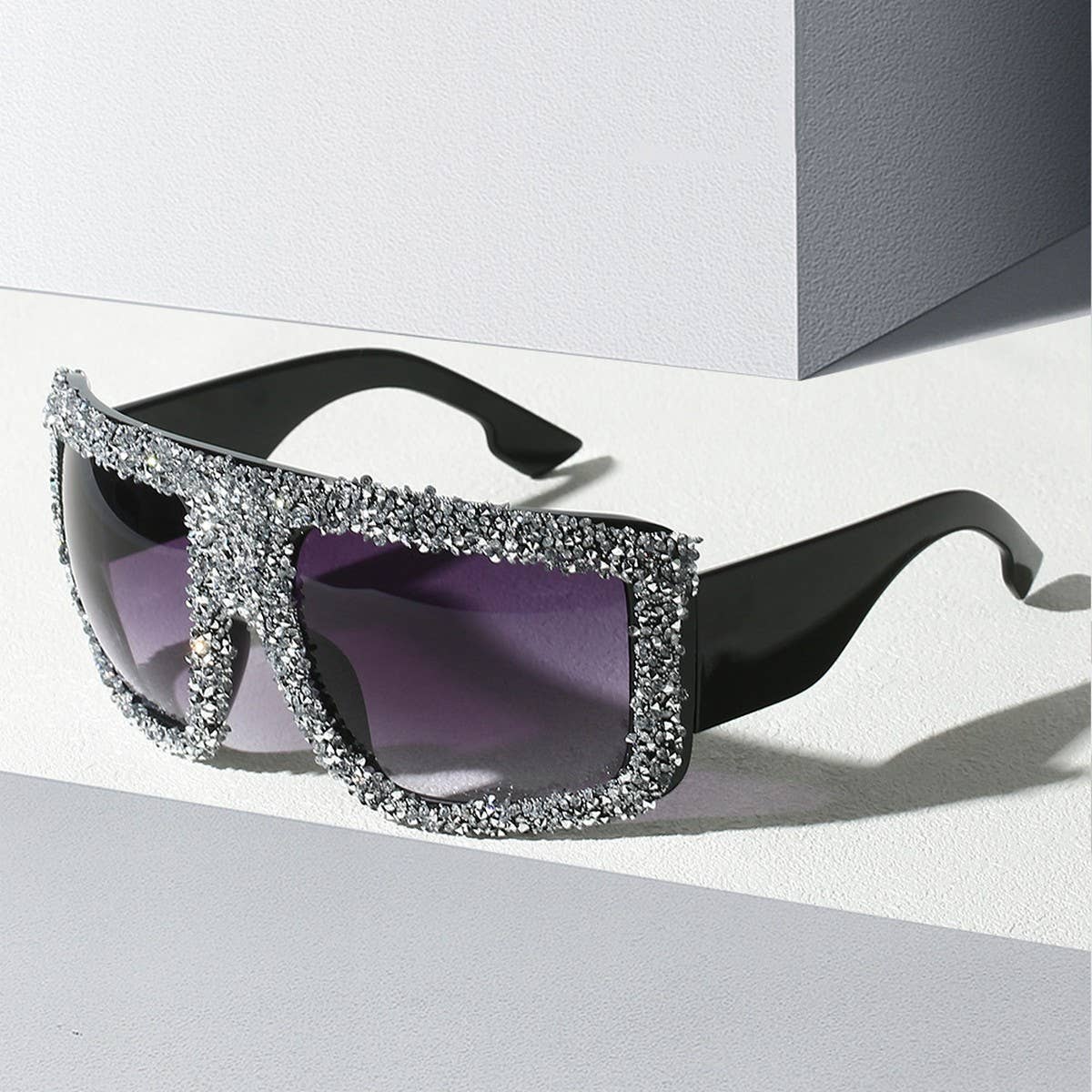 Vintage Diamond Large Frame Square Sunglasses_Cwasg0852