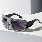 Vintage Diamond Large Frame Square Sunglasses_Cwasg0852