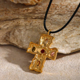 COLORFUL FASHION CROSS NECKLACE_CWAJE1443