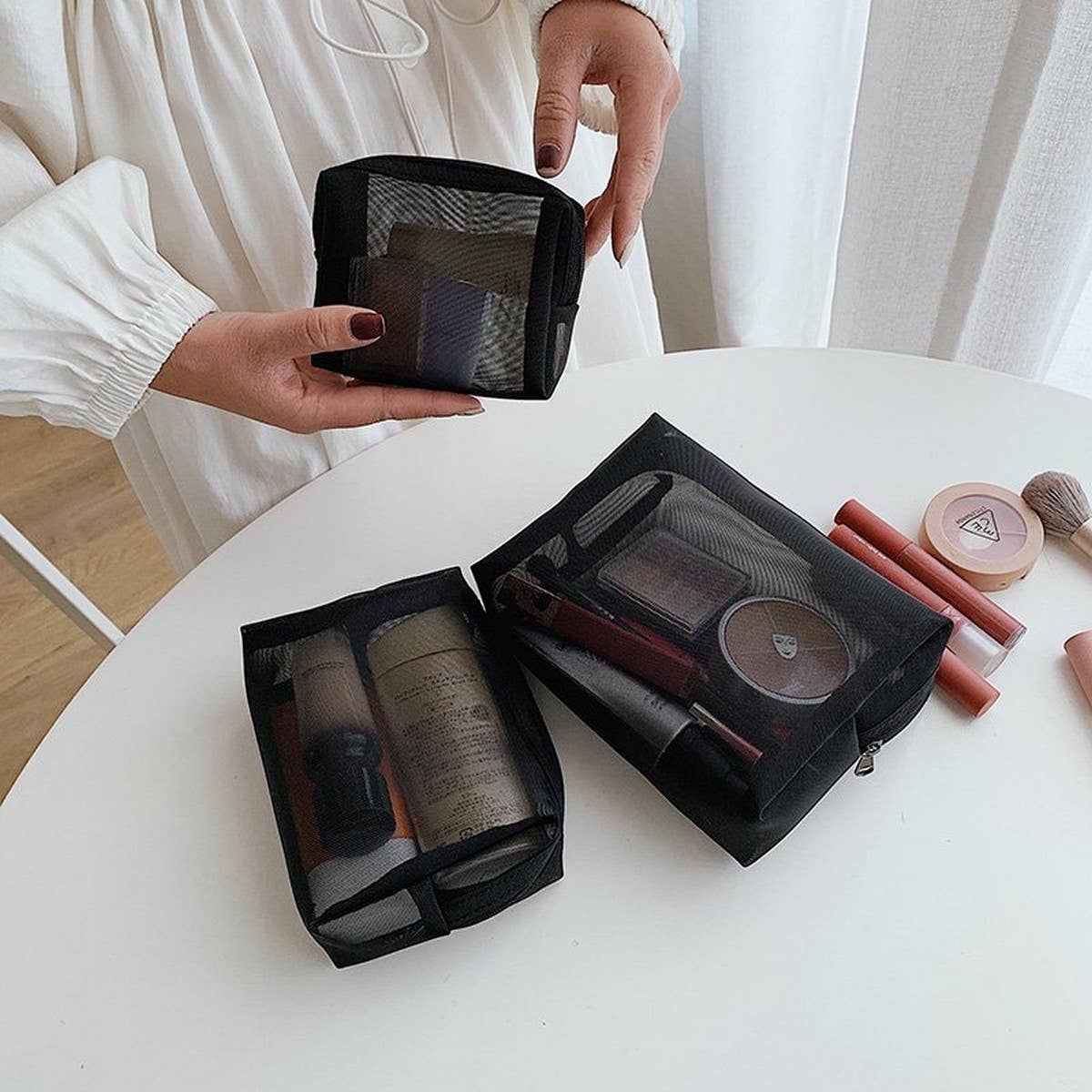 PORTABLE MESH COSMETIC BAG THREE PIECE SET_CWAB4482