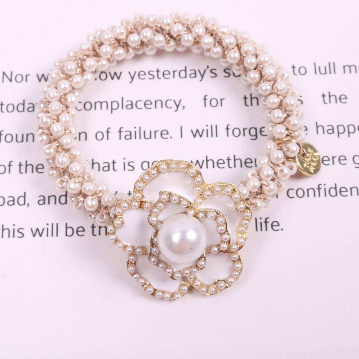 ELEGANT CAMELLIA HAIR TIE LUXURY PONYTAIL BAND_CWAHA6884