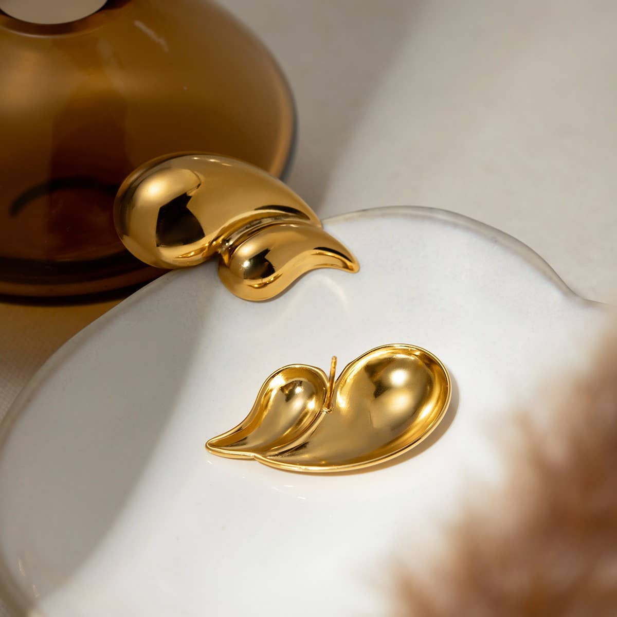 SIMPLE DOUBLE LAYER GLOSSY WATER DROP EARRINGS_CWAJE1783