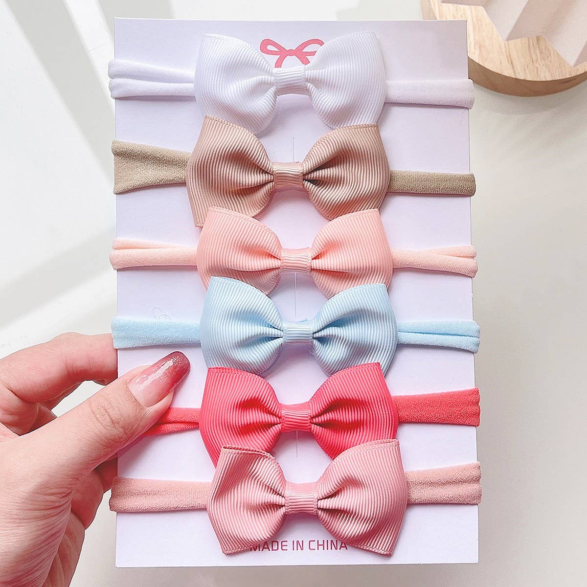 KIDS BOW HEADBAND SET ELASTIC NYLON NO MARKS_CWAHA6720