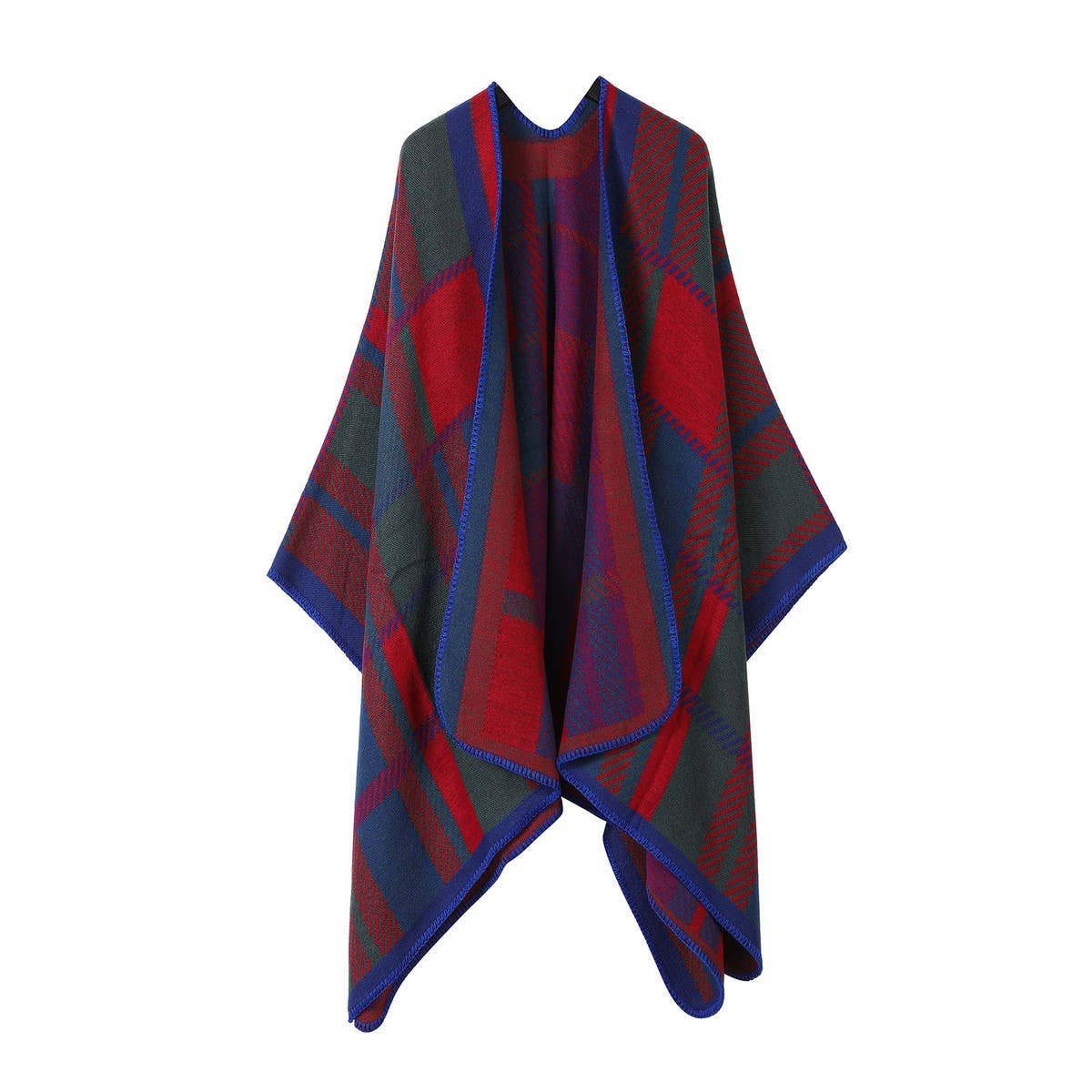 SHAWL FAUX CASHMERE JACQUARD SLIT CAPE_CWASC2211