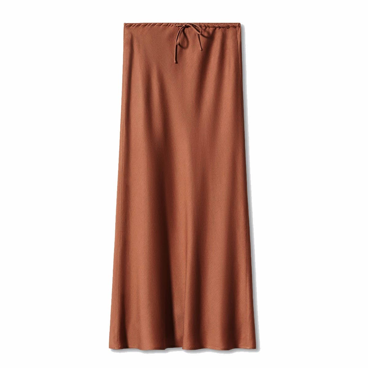 SATIN LONG SKIRT HIGH WAIST DRAWSTRING SKIRT_CWAB4792