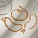 FASHION 18K GOLD STEEL PAPERCLIP HEART BRACELET_CWAJE4888