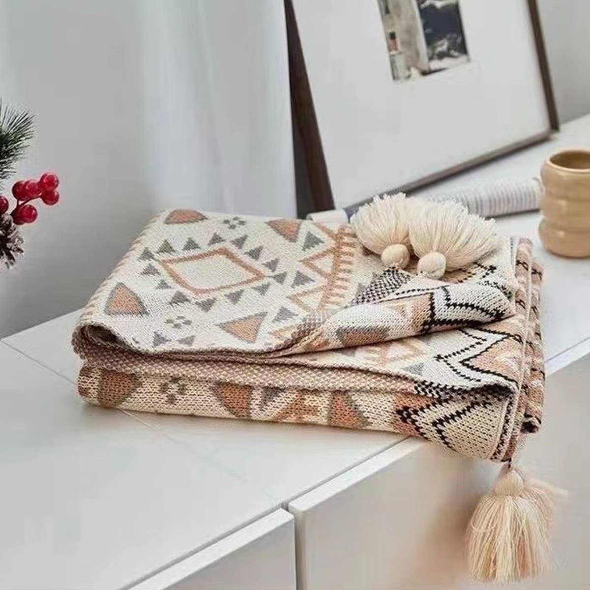 Bohemian Knit Blanket ? Cozy Home & Office Use_Cwmm10304