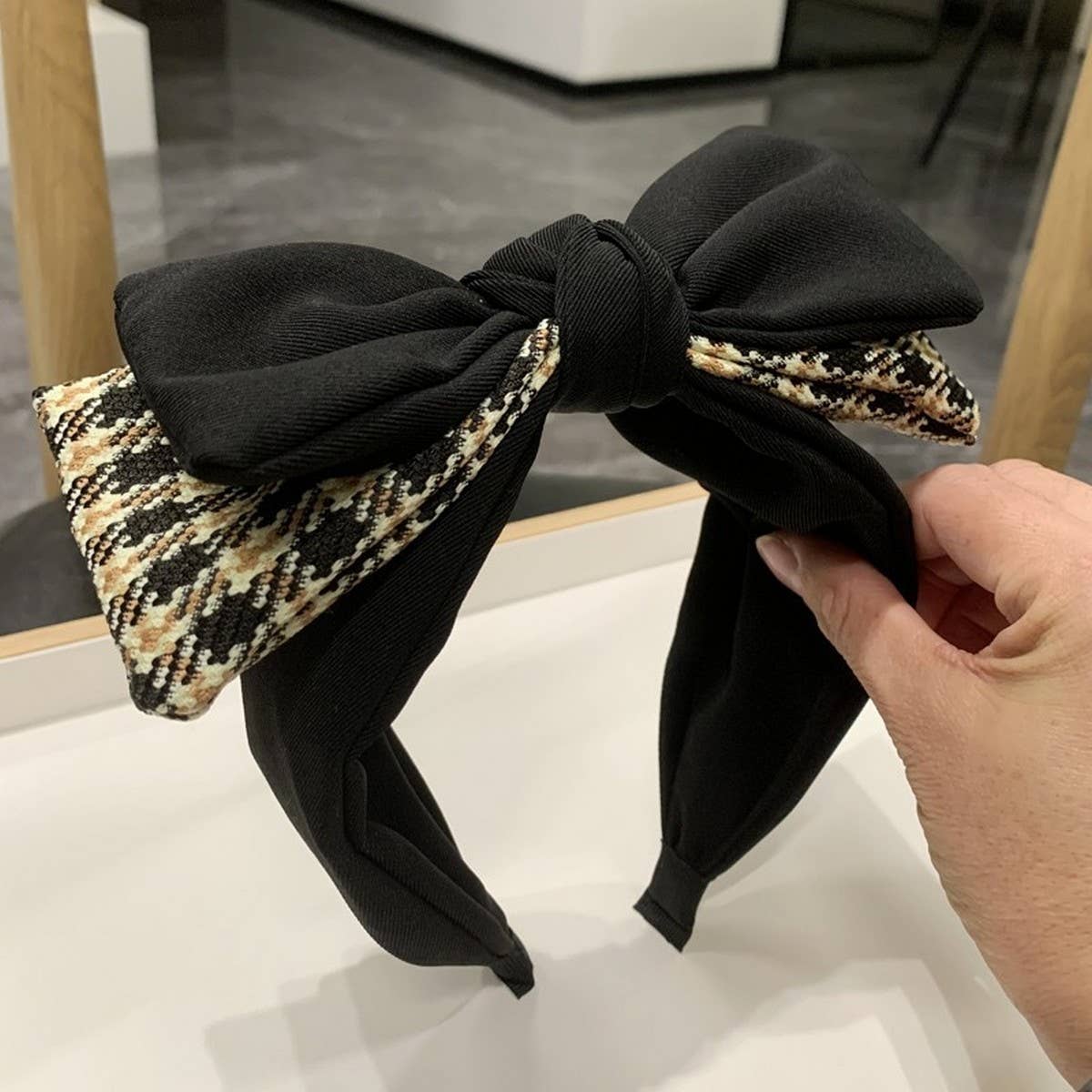 SIMPLE RETRO DOUBLE LAYER BOW HEADBAND_CWAHA2578