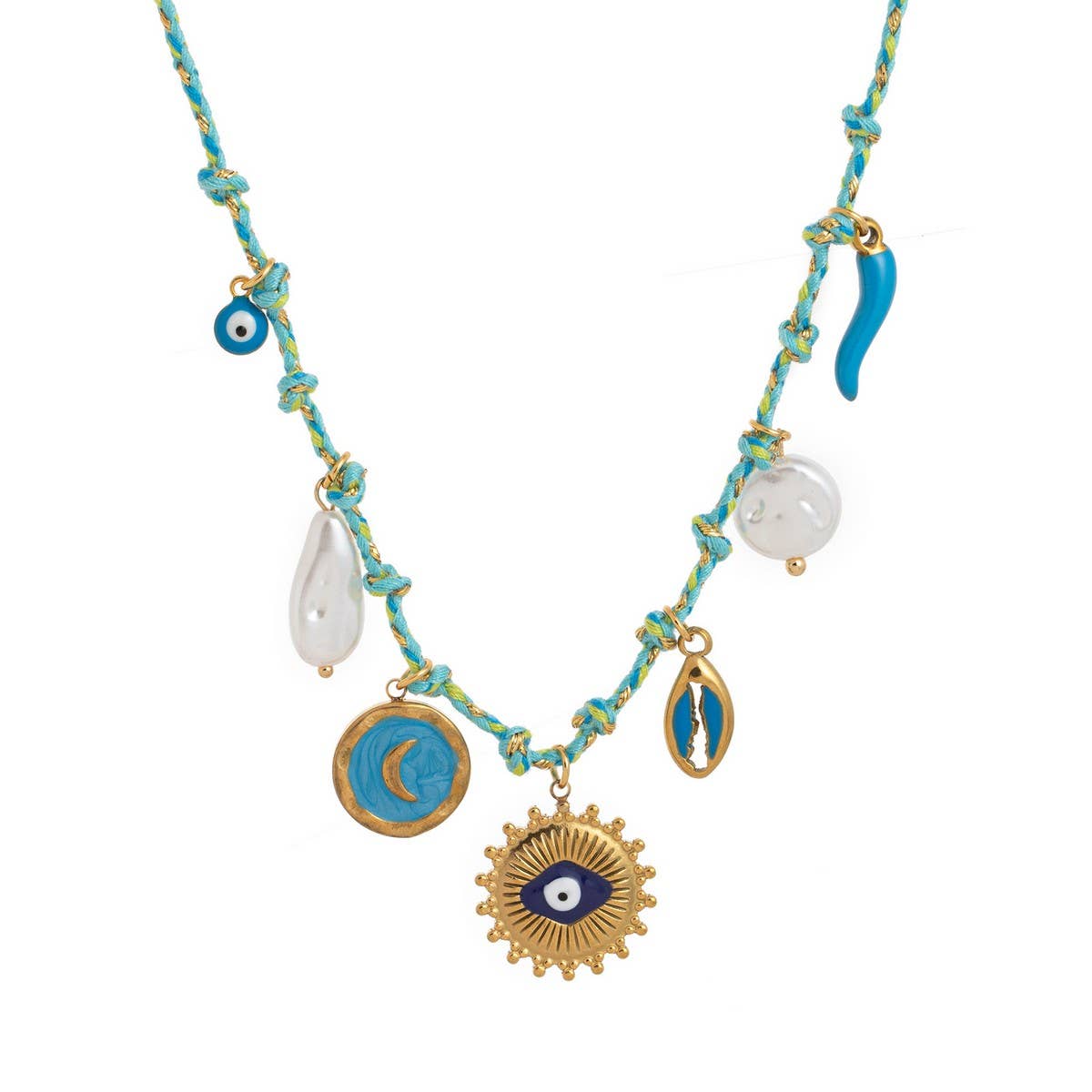 Unique Rope Chain Necklace Lotus Feather Elephant_Cwaje05663