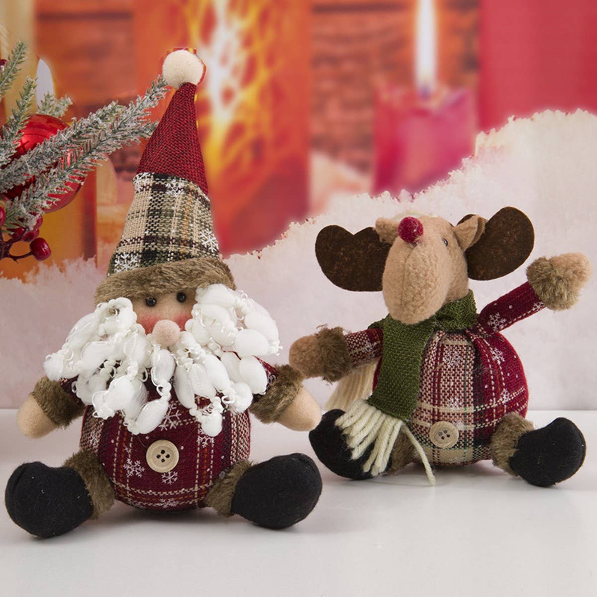 CHRISTMAS DECORATION PLAID FABRIC ORNAMENTS_CWMM2757