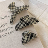Plaid Claw Clip Retro Arc Hair Grip Accessory_Cwaha07769