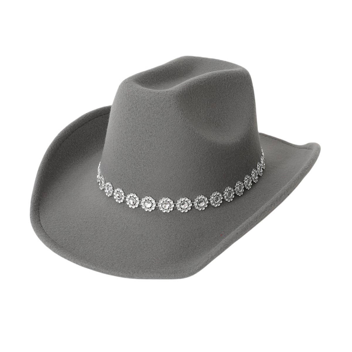 SPIRAL SEQUIN BRIM WESTERN FELT FEDORA HAT_CWAH3625