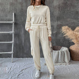 Solid Color Texture Casual Two-Piece Set