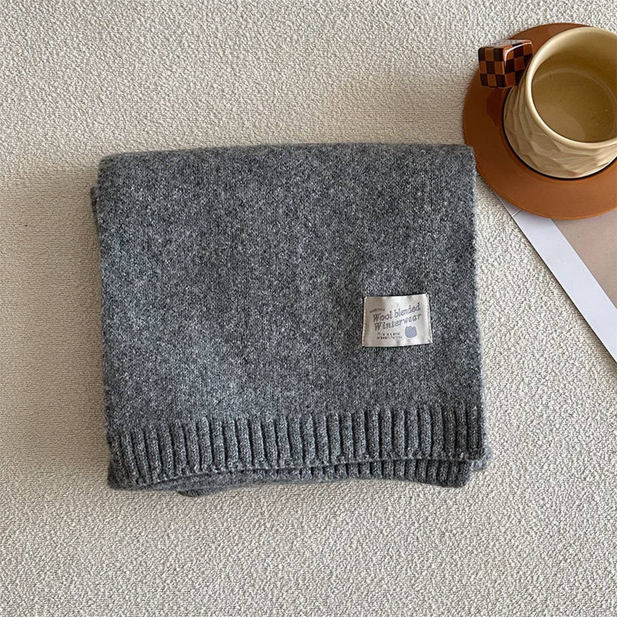 SOLID WOOL BLEND KNIT SCARF FOR WOMEN WARMTH_CWASC2284