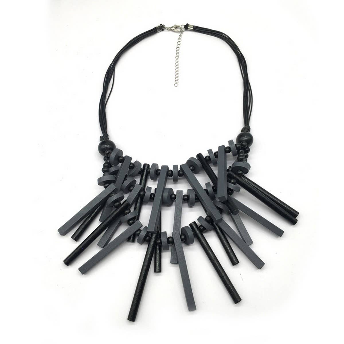 BOHEMIAN MULTI LAYERED WOODEN BEADS NECKLACE_CWMM4560