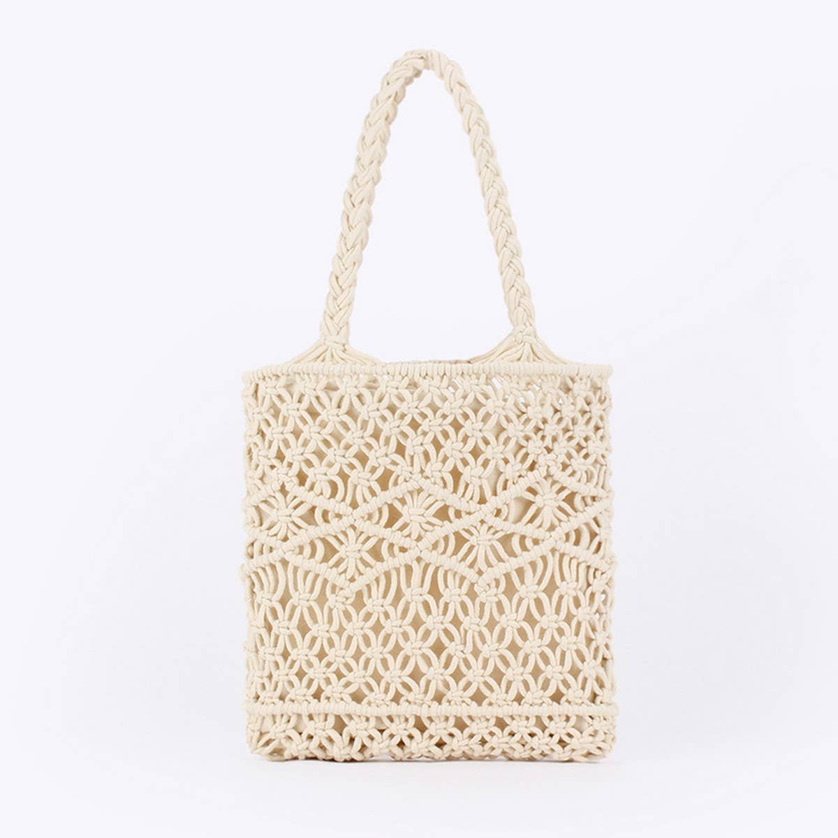 SOLID COLOR VERSATILE SIMPLE HOLLOW HAND WOVEN BAG_CWAB4686